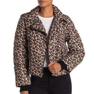 DIANE VON FURSTENBERG Coat Paulina Leopard Print Down Quilted Jacket M NWT